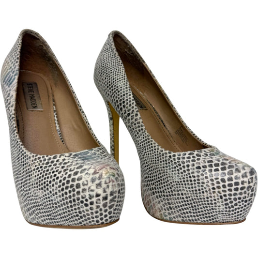Steve Madden Snake Skin Nala Iridescent Round Toe Platform Stiletto Pumps
