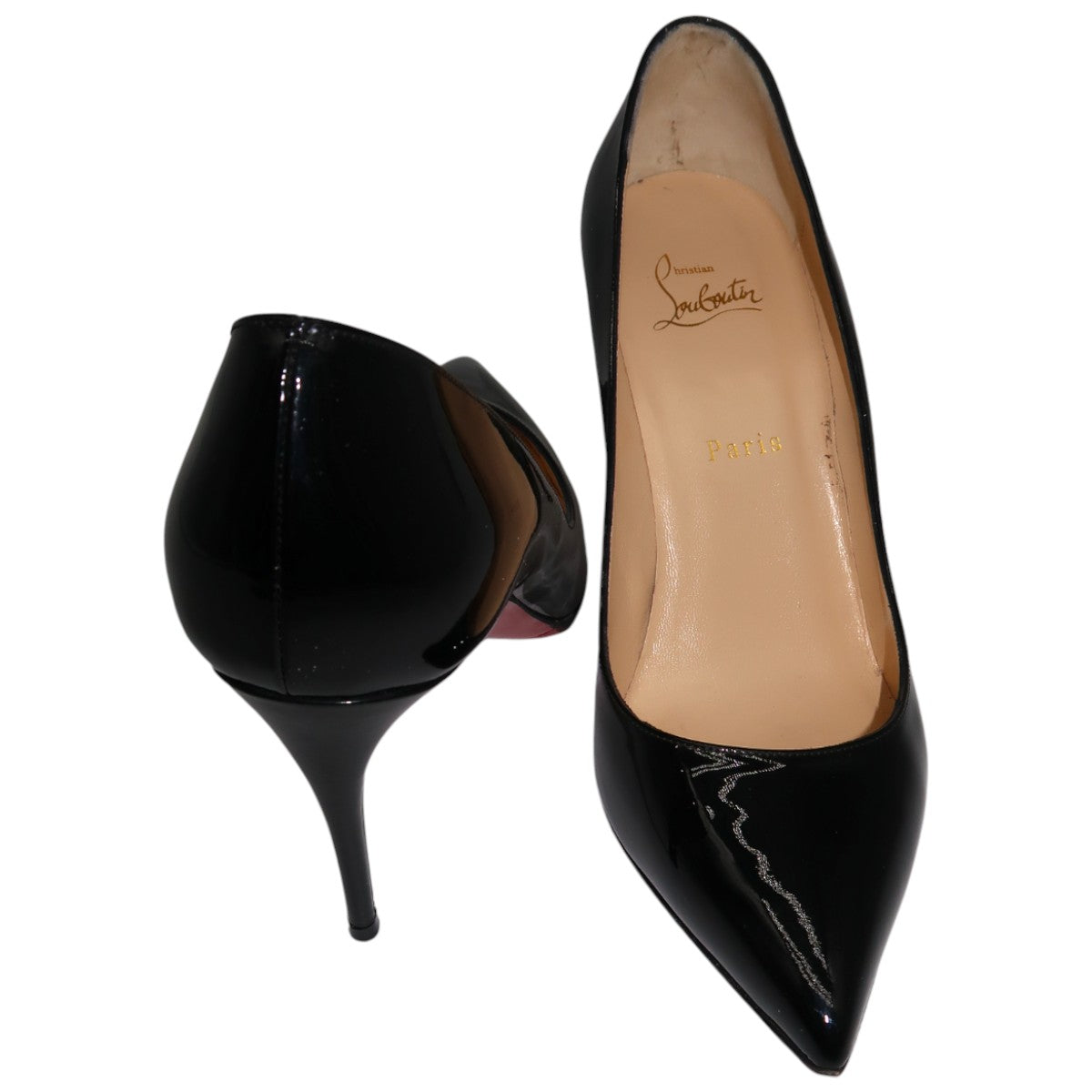 Christian Louboutin Black Patent Leather Kate 85 Pointed Pumps