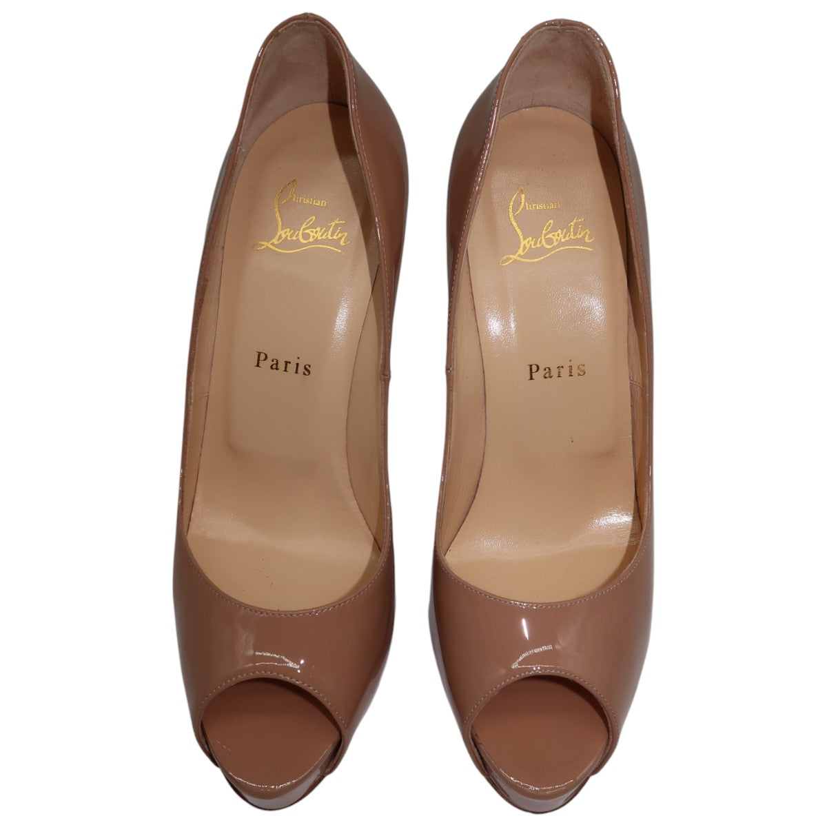 Christian Louboutin Nude Patent Leather New Very Prive Platform Pumps