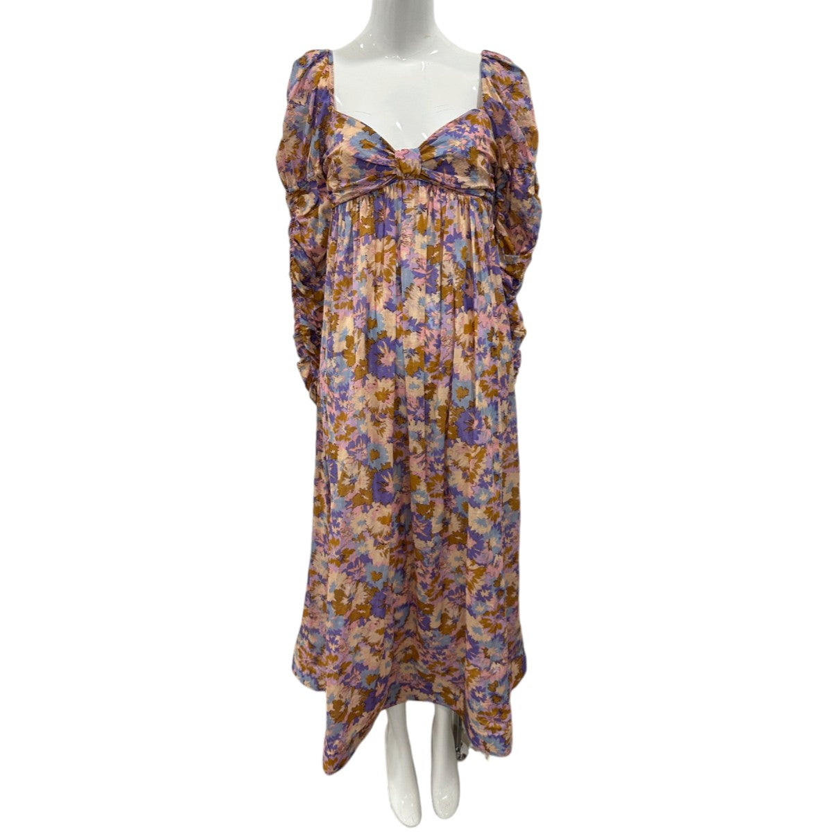 Zimmermann Cotton Floral Print Twist Front Midi Dress Women's
