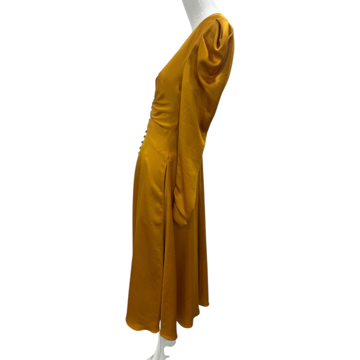 Jonathan Simkhai Satin V-Neck Long Sleeve Ruched Midi Dress  Women's