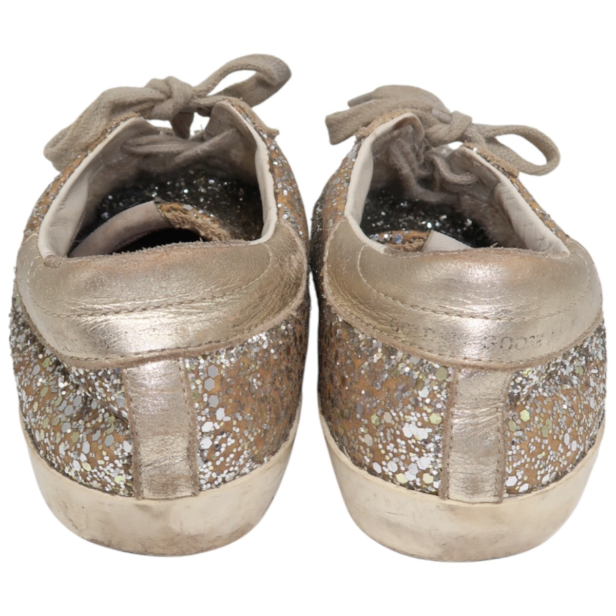 Golden Goose Gold/Silver Leather Glitter Superstar Sneakers