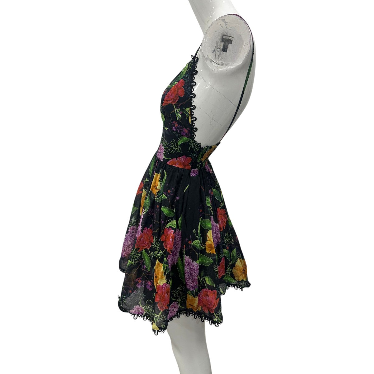 Charo Ruiz Cotton Floral Print Lace Trim Issya Mini Dress Women's
