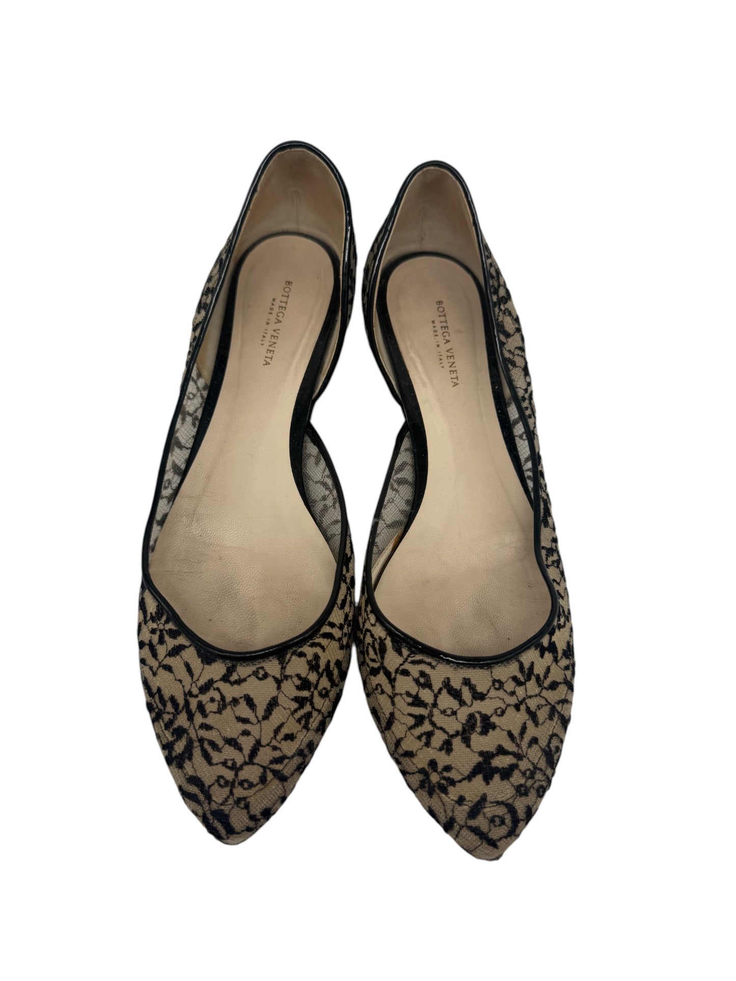 Bottega Veneta Black Lace Floral Pointed Ballet Flats Black Women's Size 37.5