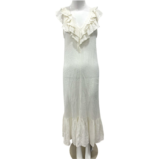 Sundays Cotton Kinsey Coconut Milk Ruffle V-Neck Maxi Dress Women's