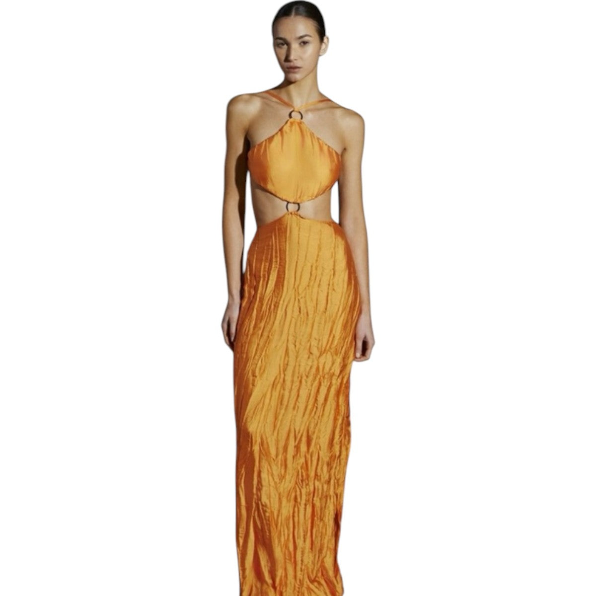 NWT Baobab Orange Gold Ring Accent Kira Strappy Maxi Dress Guarana