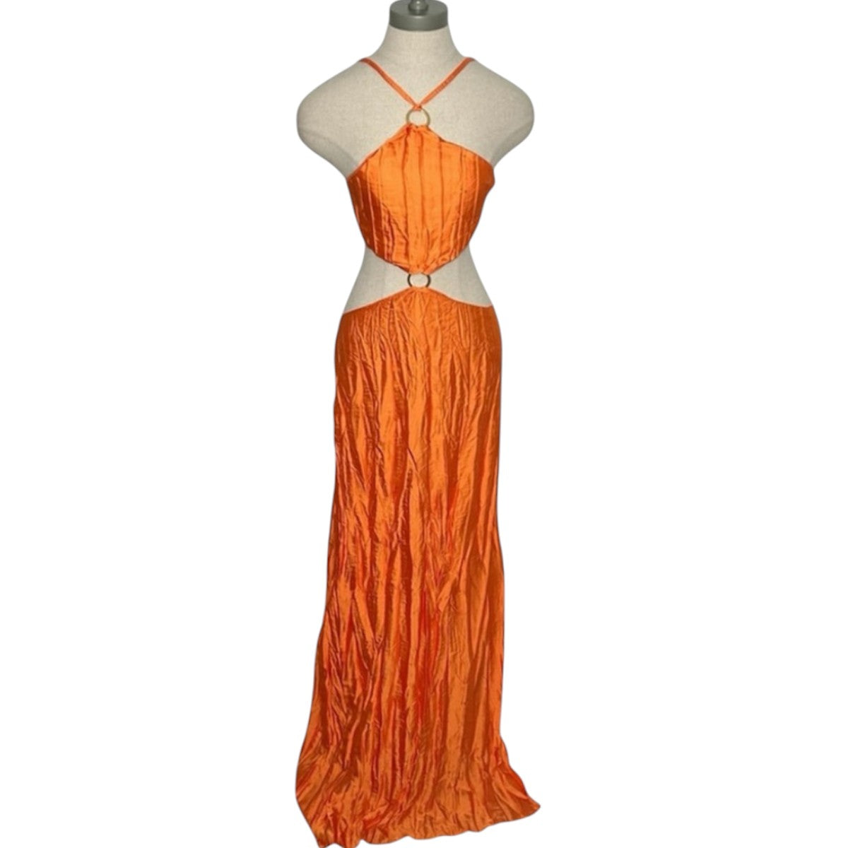 NWT Baobab Orange Gold Ring Accent Kira Strappy Maxi Dress Guarana