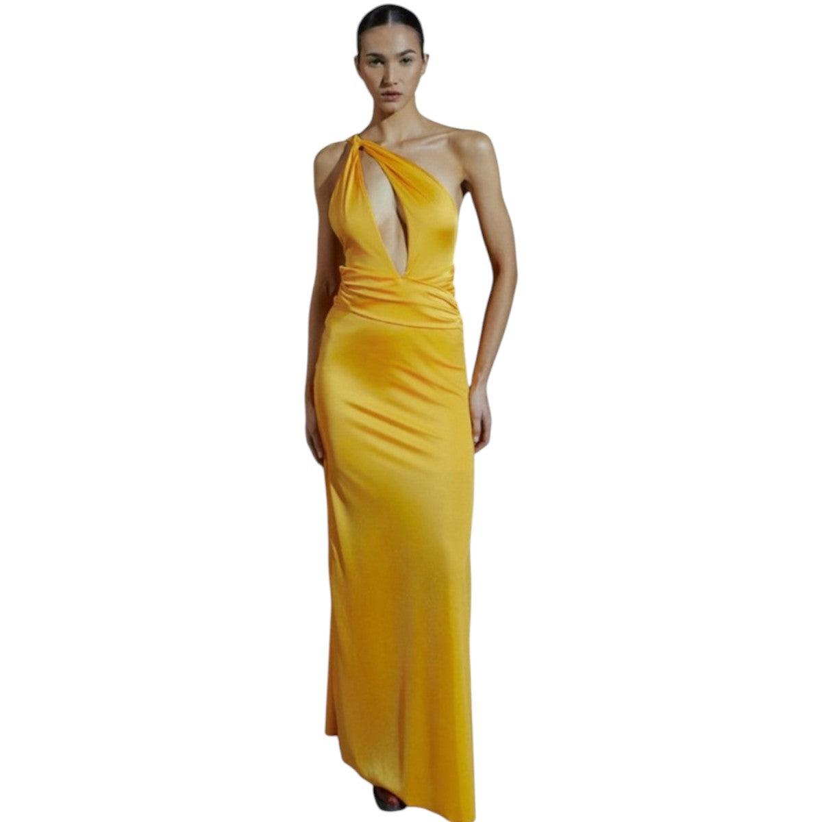 NWT Baobab Nylon Blend Lola Maxi Evening Dress Yellow Women's Size M