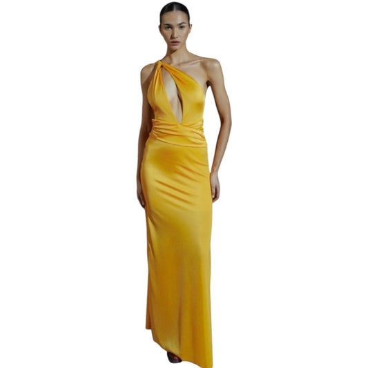 NWT Baobab Nylon Blend Lola Maxi Evening Dress Yellow Women's Size M