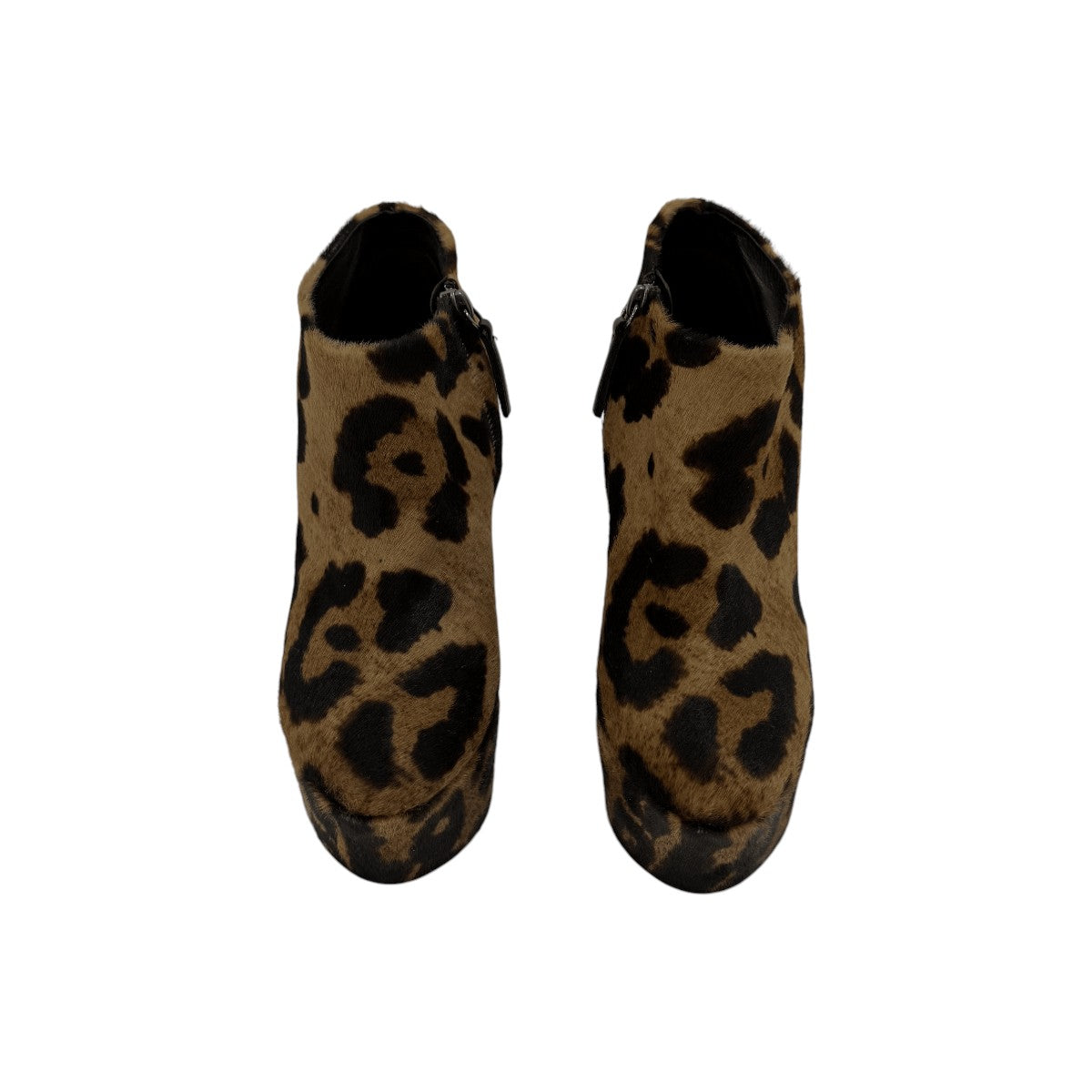 Giuseppe Zanotti Brown Calfskin Leopard Print Wedge Ankle Boots