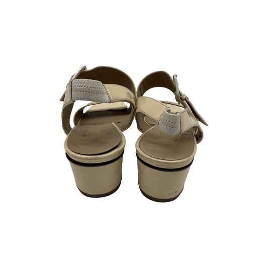 Salvatore Ferragamo Ivory Leather Gancini Logo Slingback Sandals