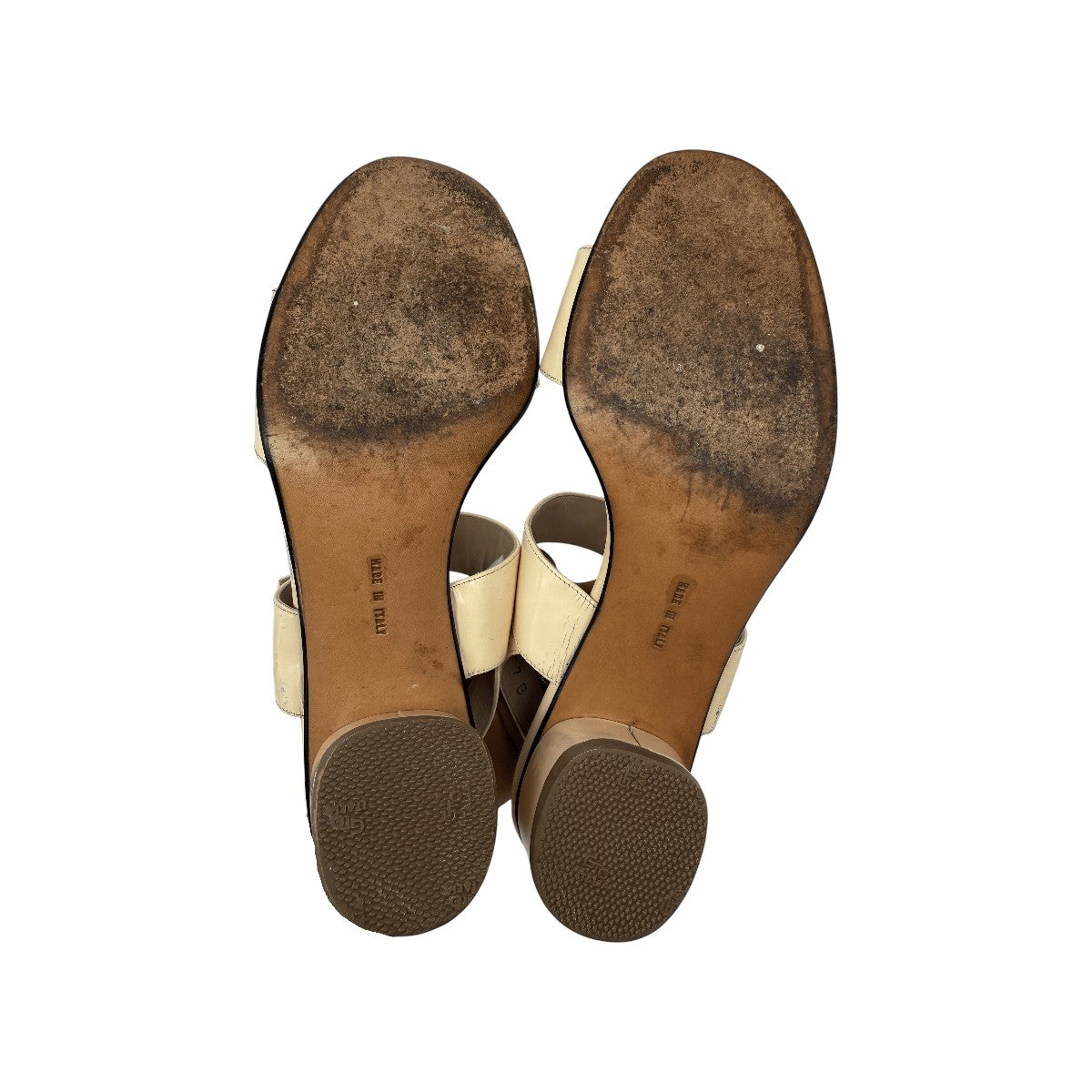 Salvatore Ferragamo Ivory Leather Gancini Logo Slingback Sandals
