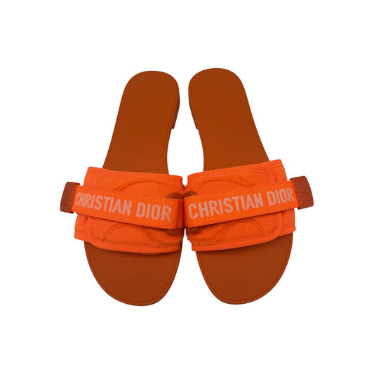 Christian Dior Orange Fluo Technical Stretch Fabric Diorevolution Slides