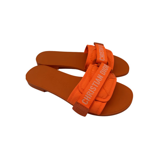 Christian Dior Orange Fluo Technical Stretch Fabric Diorevolution Slides