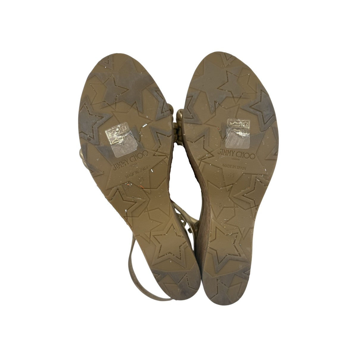Jimmy Choo Gold Leather Diosa Ankle Strap Wedge Sandals