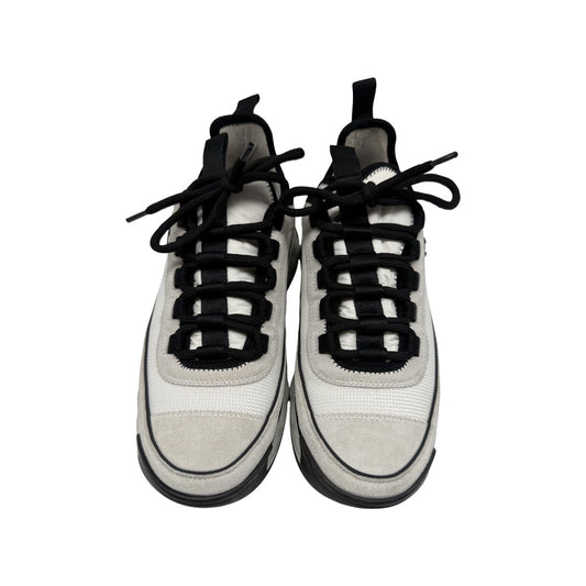 Chanel Gray Suede Interlocking CC Logo Accent Chunky Sneakers