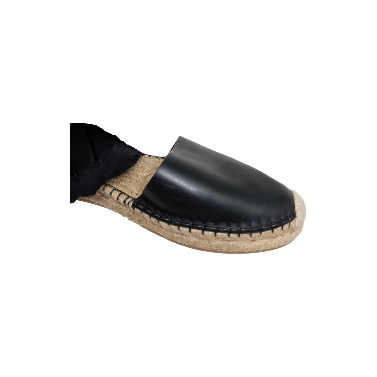 Christian Dior Black Leather Nicely-D Ankle Strap Espadrille Flats