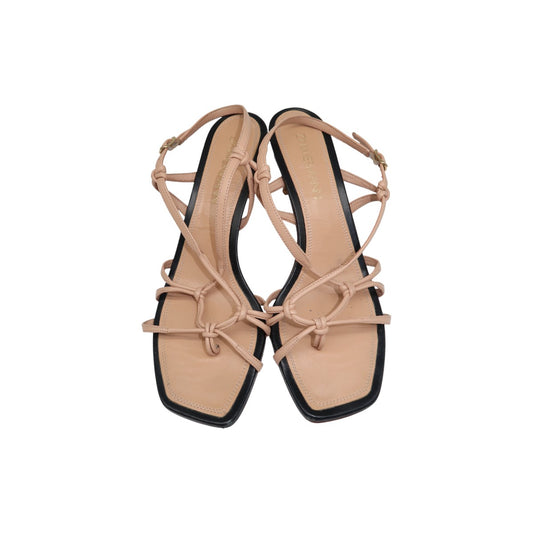 Zimmermann Beige Leather Knotted Strappy Open Toe Heel Sandals
