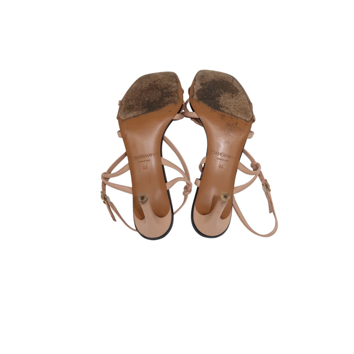 Zimmermann Beige Leather Knotted Strappy Open Toe Heel Sandals