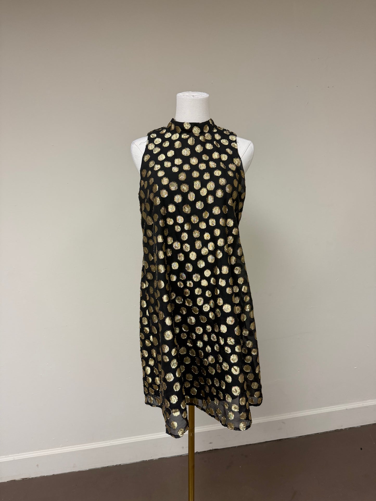 Signature By Robbie Bee Women's Polka Dot Trapeze Dress Black Size 8 Petite