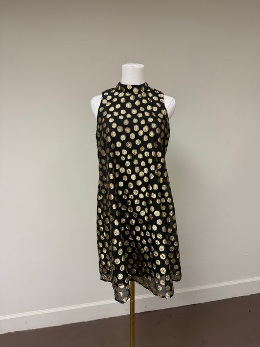 Signature By Robbie Bee Women's Polka Dot Trapeze Dress Black Size 8 Petite