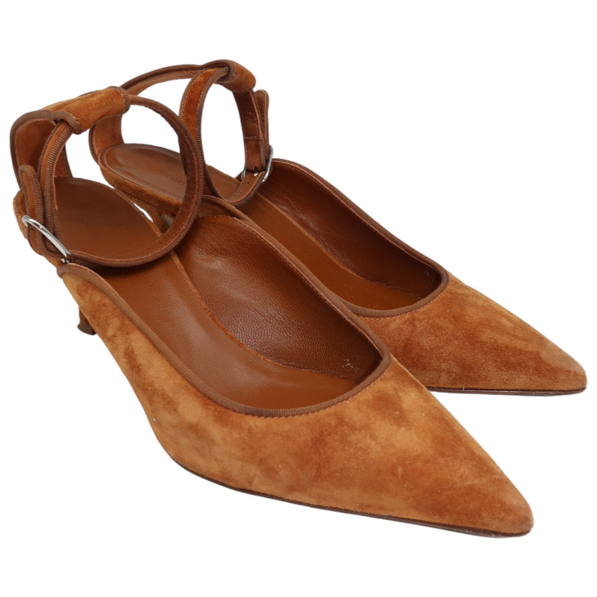 Khaite Brown Suede Grosgrain Trimmed Pointed Toe Pumps