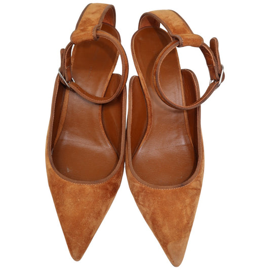 Khaite Brown Suede Grosgrain Trimmed Pointed Toe Pumps