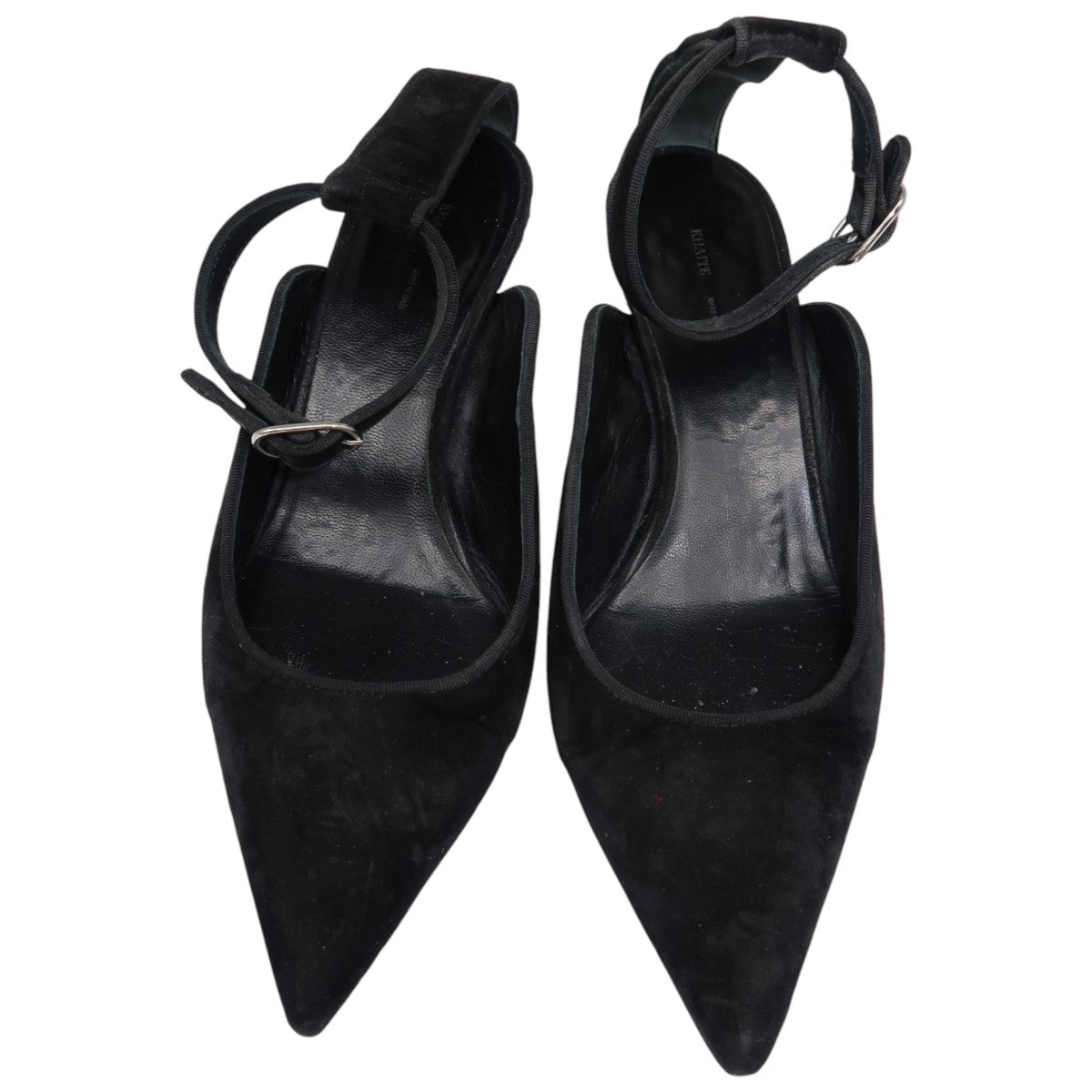 Khaite Black Suede Pointed Toe Sterling Heel Pumps