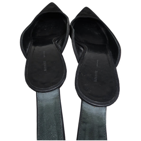 Khaite Black Suede Pointed Toe Sterling Heel Pumps