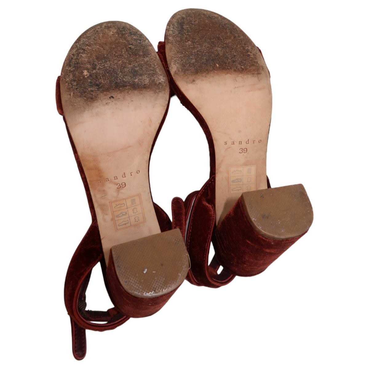 Sandro Paris Adrianne Rouille Red Velvet Block Heel Pump Sandals