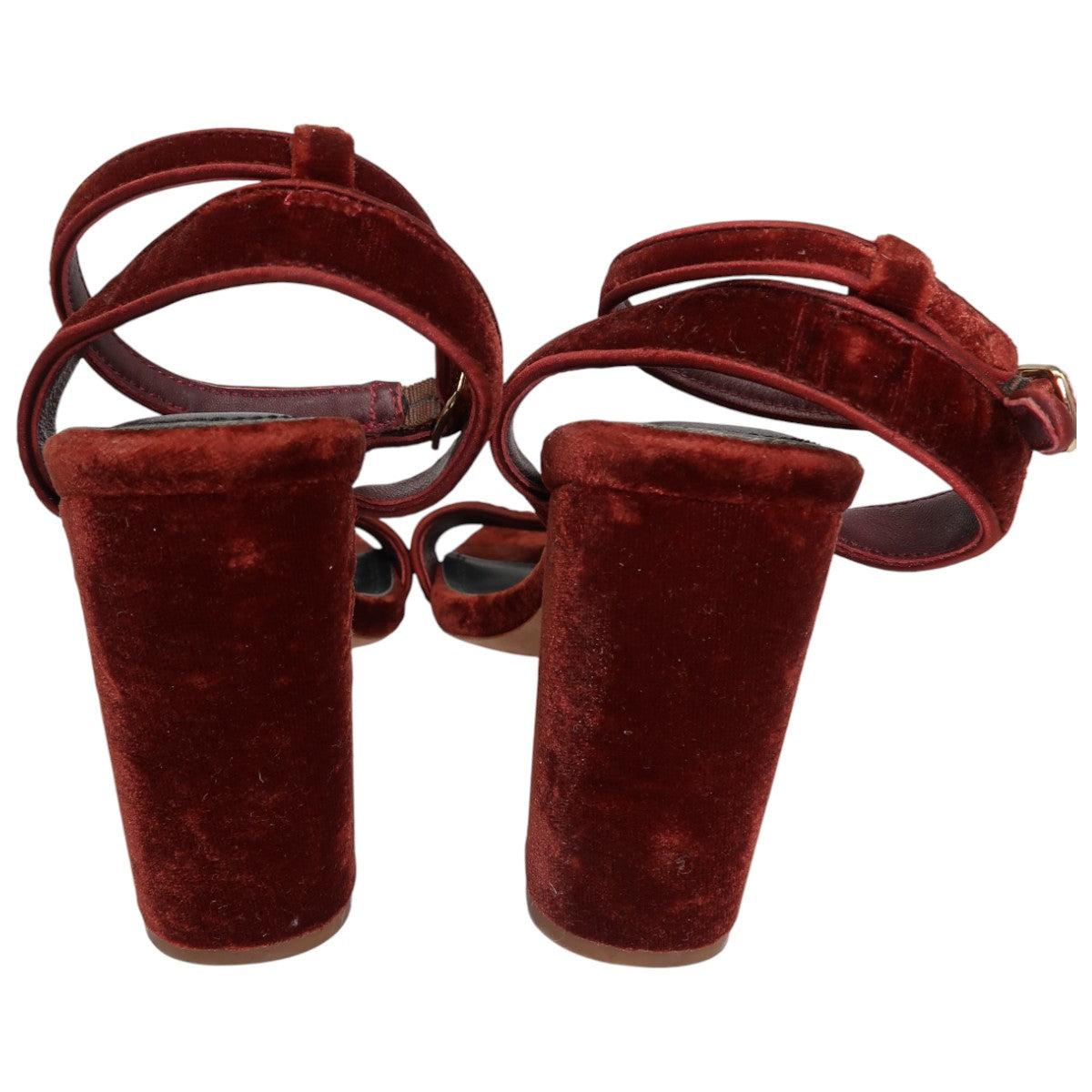 Sandro Paris Adrianne Rouille Red Velvet Block Heel Pump Sandals