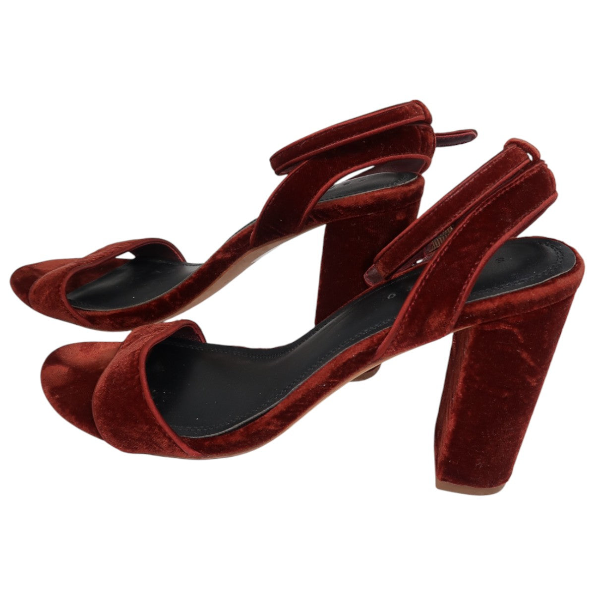 Sandro Paris Adrianne Rouille Red Velvet Block Heel Pump Sandals