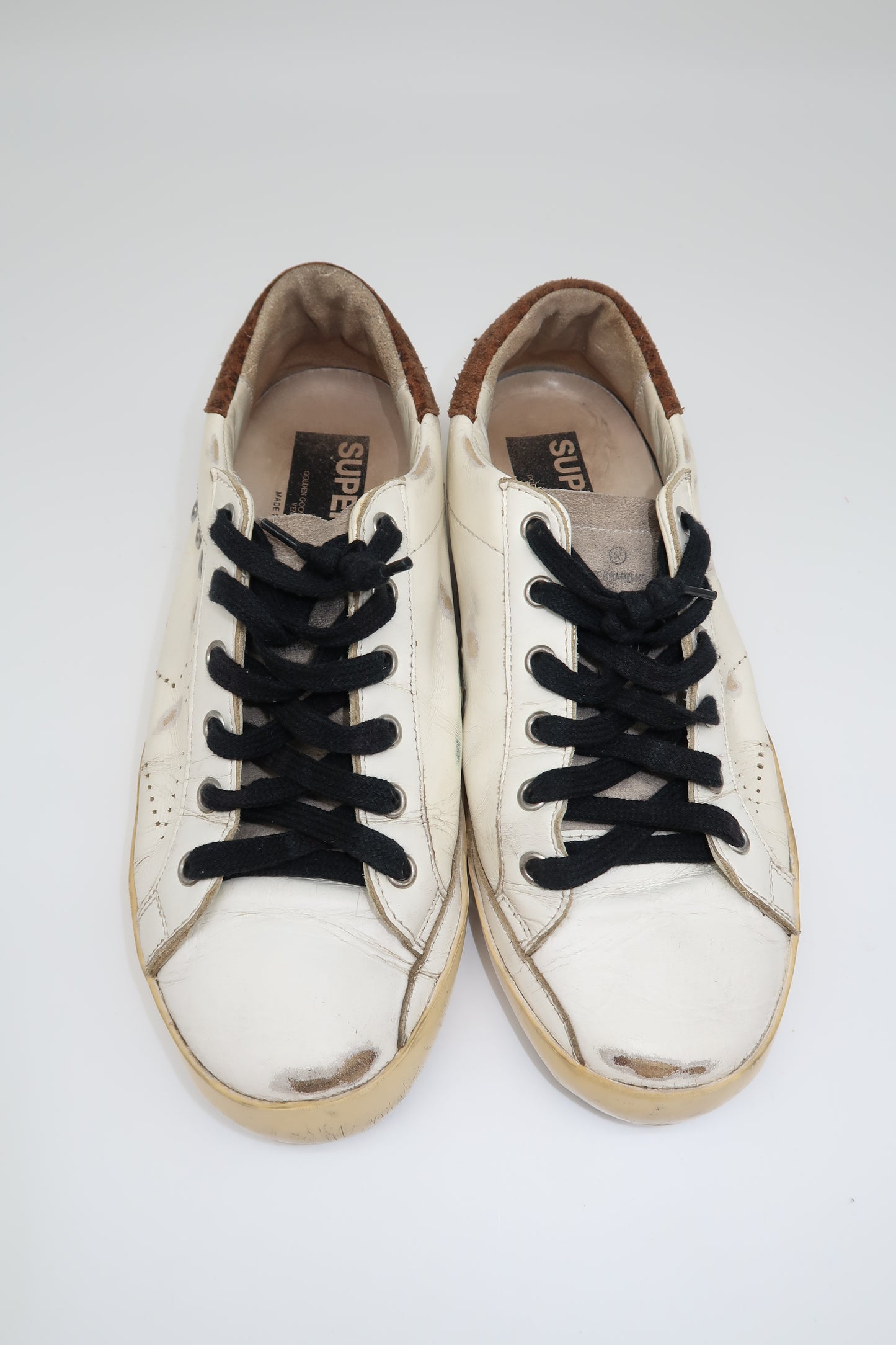 Golden Goose Leather Suede Trim Superstar Low Top Lace Up Sneaker White Size 39