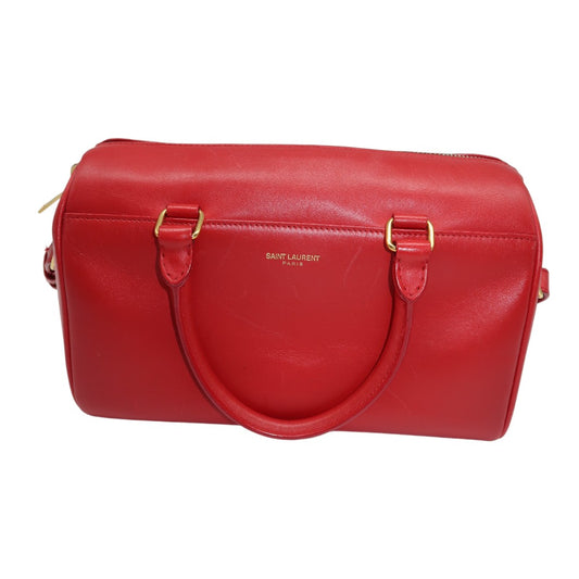 Saint Laurent Leather Logo Accent Classic Duffle Bag Red