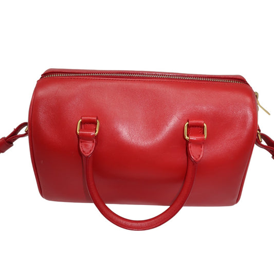 Saint Laurent Leather Logo Accent Classic Duffle Bag Red