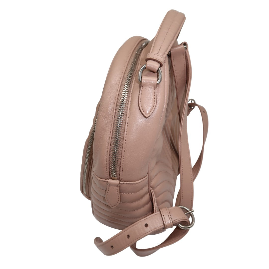 Prada Milano Diagramme Leather Logo Accent Zip-Around Backpack Pink