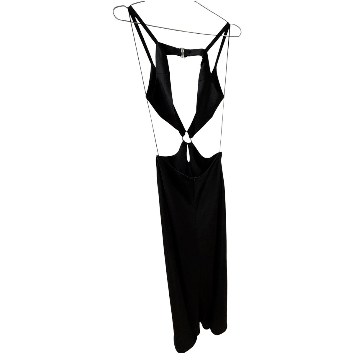 Bec + Bridges Black Satin Cut-Out Ring Accent Felix V-Neck Maxi Dress