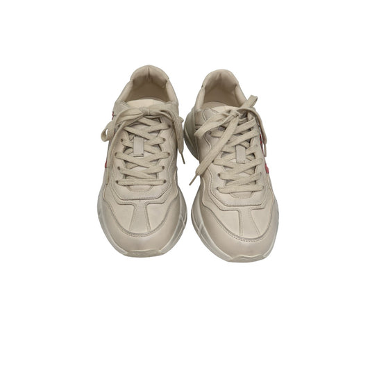 Gucci Ivory Leather Rhyton Mouth Print Lace-Up Low Top Sneakers
