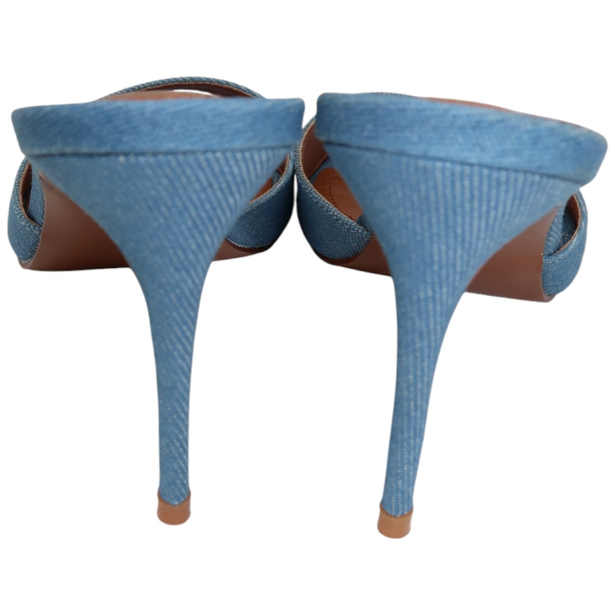 Cult of Coquette Blue Gia Denim Vegan 120 Heeled Pointy Mules