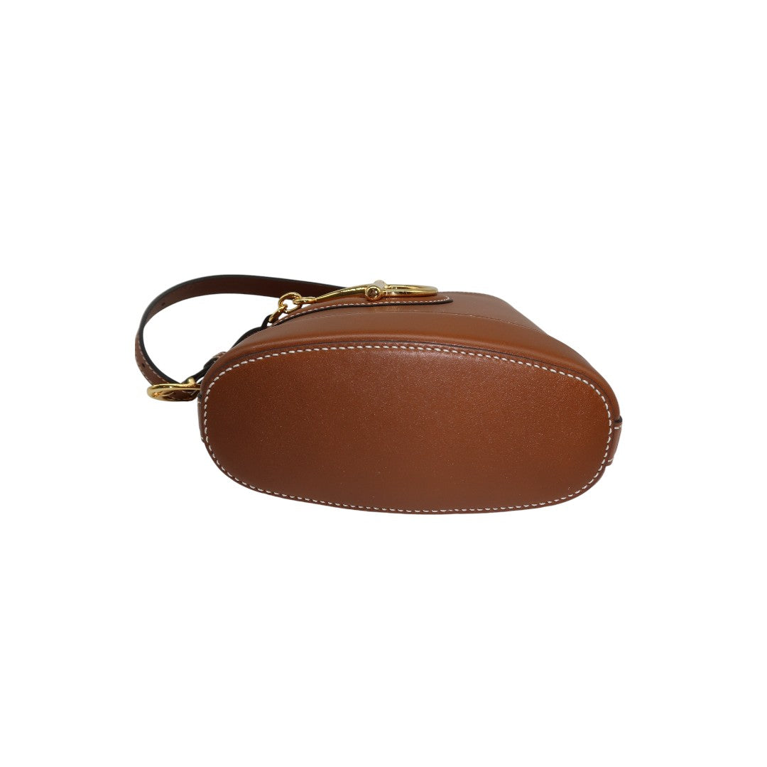 Gucci Leather Horsebit Accent 73 Series Small Bucket Handbag Brown