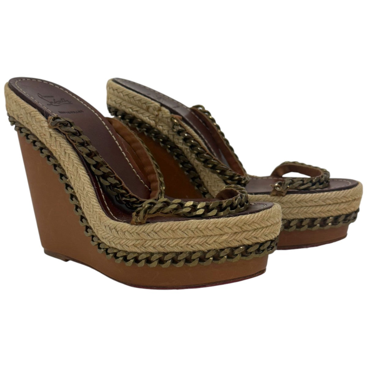 Christian Louboutin Brown Leather Espadrille Macarena 120 Wedges