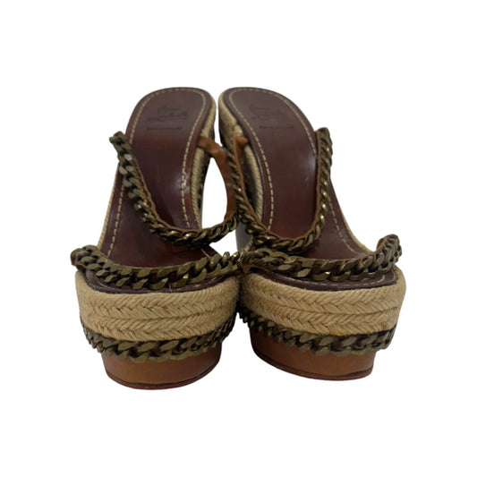 Christian Louboutin Brown Leather Espadrille Macarena 120 Wedges