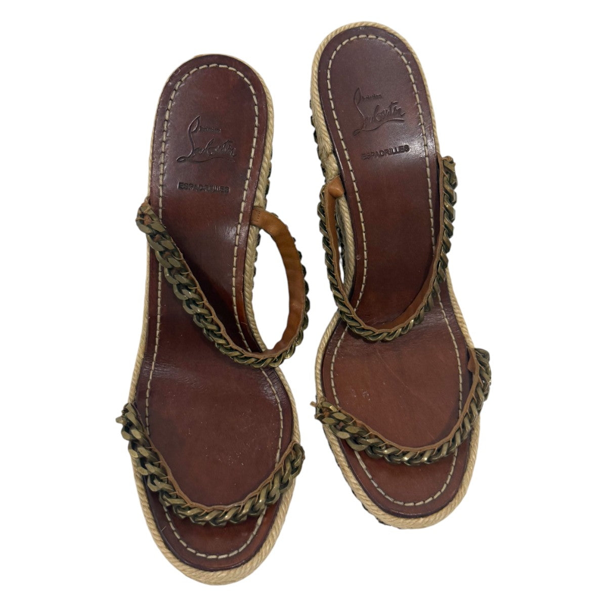 Christian Louboutin Brown Leather Espadrille Macarena 120 Wedges