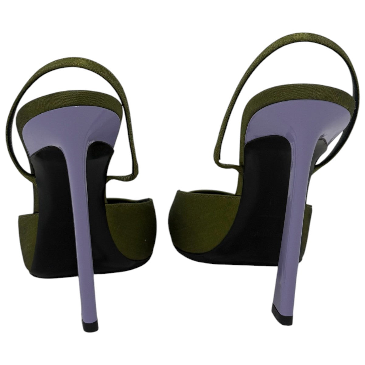 Saint Laurent Lime Nero Crepe De Chine Blade 105 Slingback Pumps