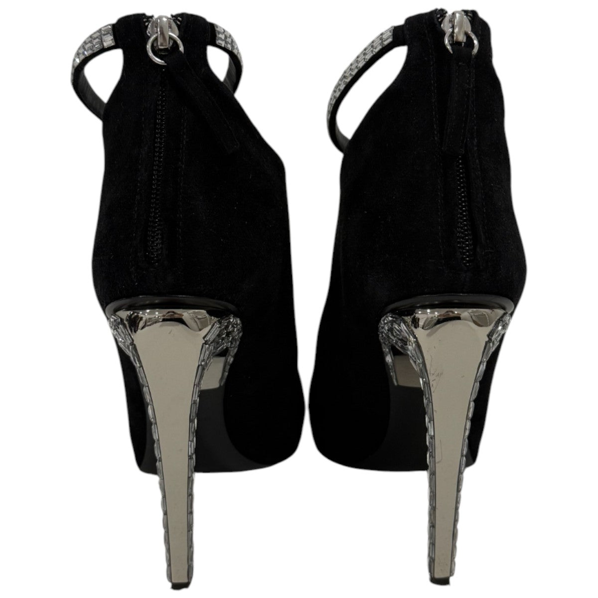 Giuseppe Zanotti x Jennifer Lopez Black Suede Crystals Ankle Zip Bootie