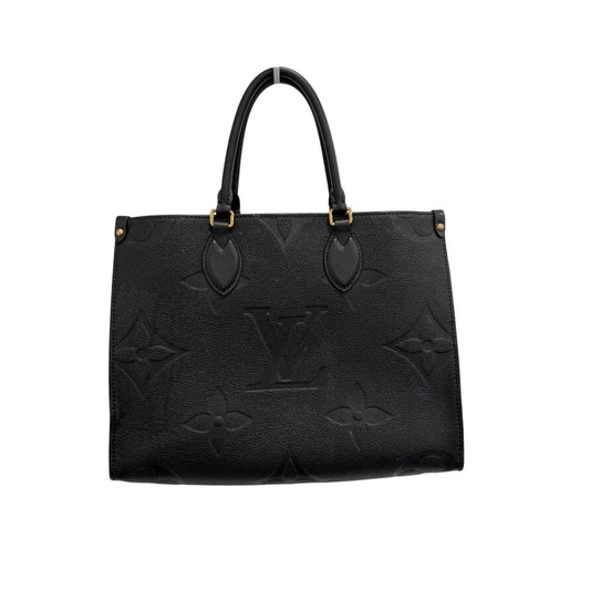 Louis Vuitton On-The-Go Tote Bag Black Embossed LV Monogram Leather