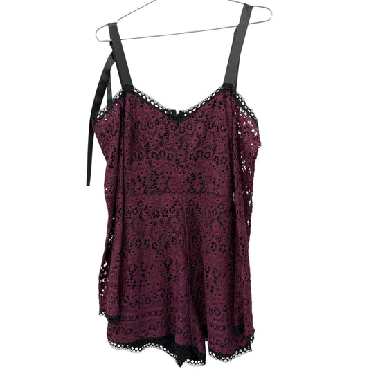 NWT Alexis Krysten Lace Floral Cold-Shoulder Tie Peplum Top Burgundy Size XS