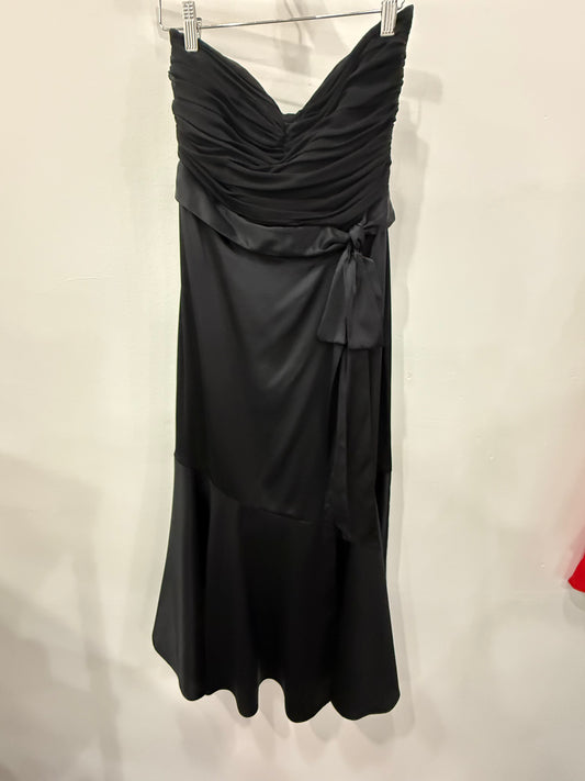 Cinq A Sept Vienna Bow Silk Strapless Sweetheart Neck Midi Dress Black Size 2