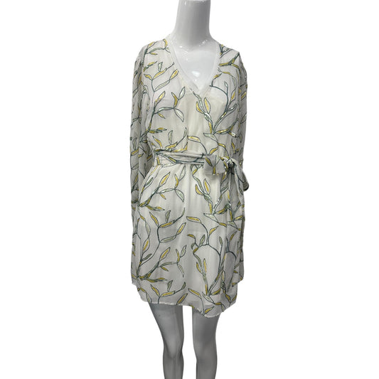 NWT Alexis White Embellished Leaf V-Neck Long Sleeve Mini Dress Women's