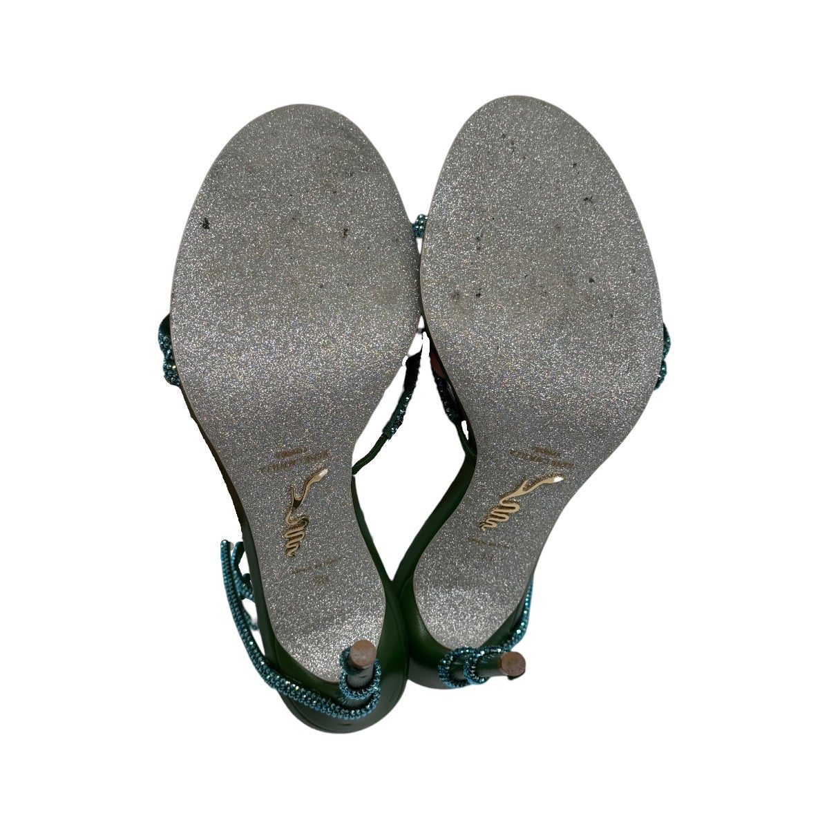 Rene Caovilla Green Cleo Crystal Embellished 105 Strappy Sandals